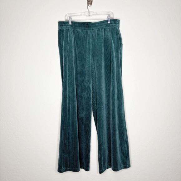 Lululemon Scuba Mid-Rise Wide-Leg Pant Velvet Cord Storm Teal Lounge Size 14 - Picture 5 of 10